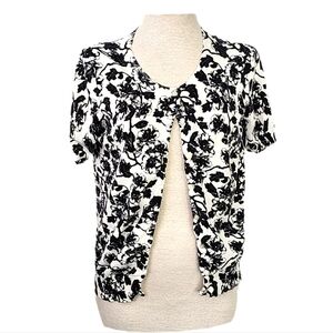 Joe Fresh Floral Short Sleeve Cardigan White Multi Size L